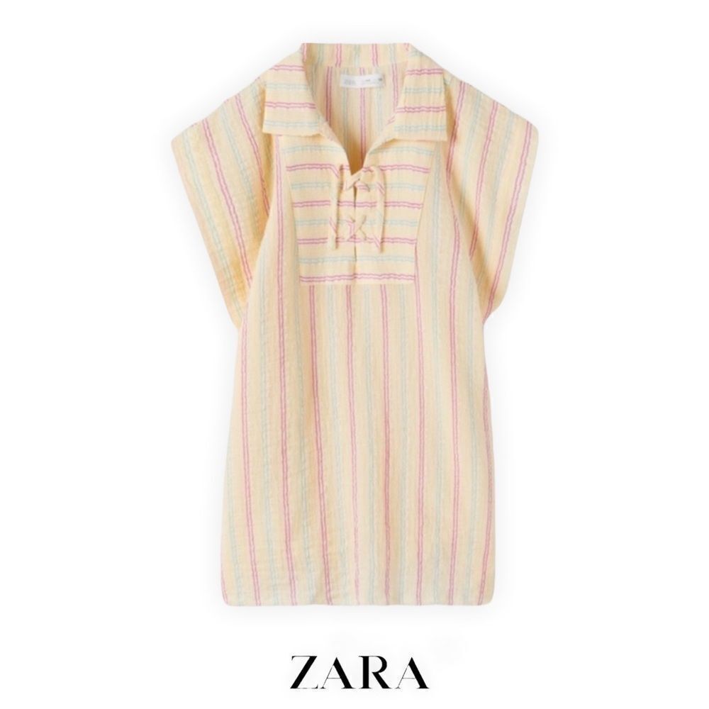 ZARA Kids | Yellow | STRIPED KAFTAN DRESS - Picture 2 of 6
